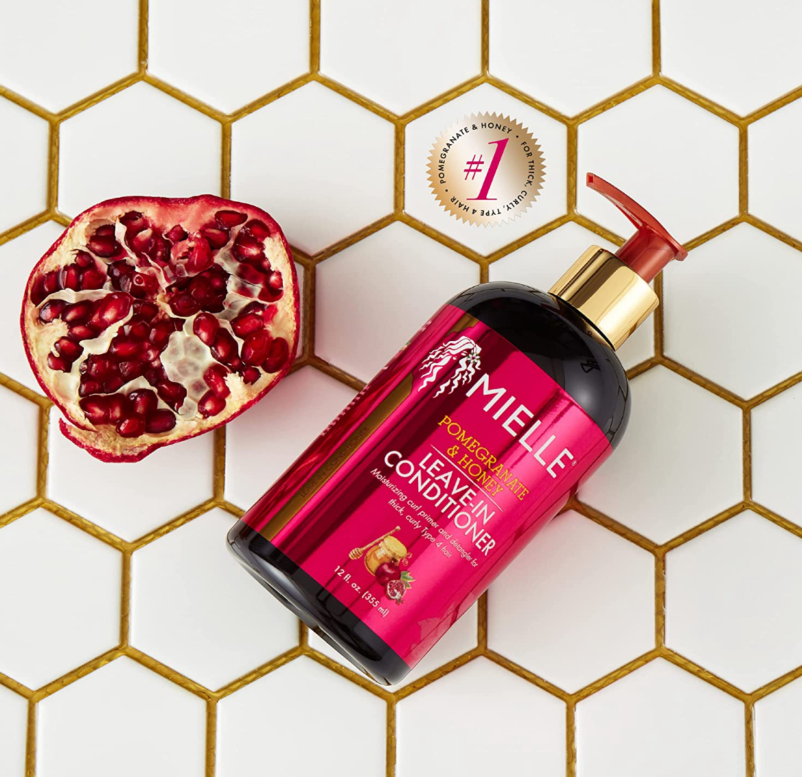 Mielle Organics Pomegranate & Honey Leave-In Conditioner, Moisturizing Curl Primer and Detangler, Repair Damage and Prevent Frizz, Treatment For Thick Curly Hair Type 4 Hair, 12-Fluid Ounces