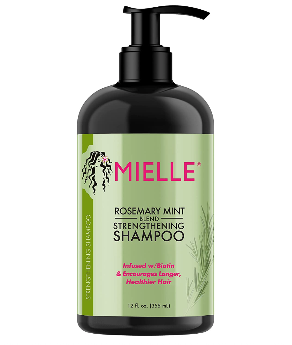 Mielle Organics Rosemary Mint Strengthening Shampoo Infused with Biotin, Cleanses and Helps Strengthen Weak and Brittle Hair, 12 Ounces