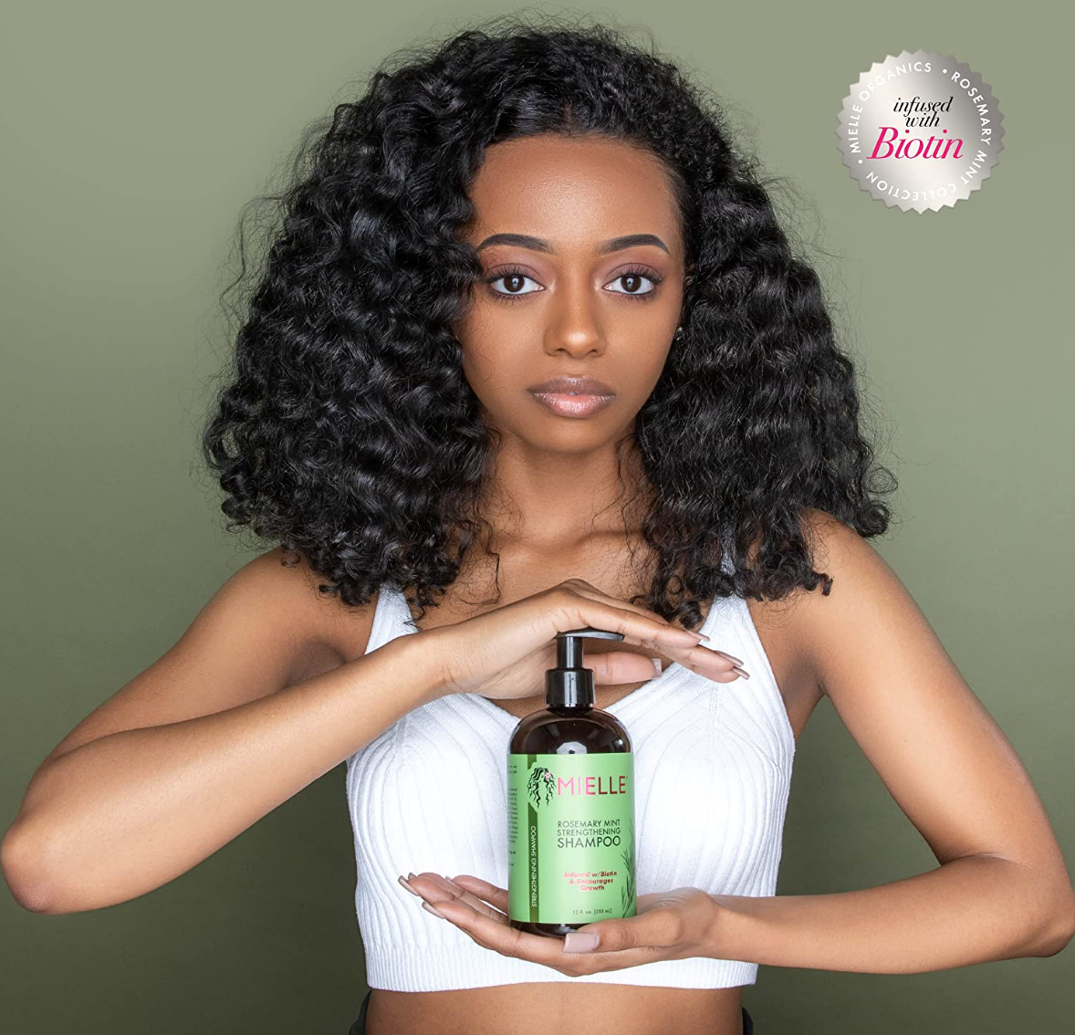 Mielle Organics Rosemary Mint Strengthening Shampoo Infused with Biotin, Cleanses and Helps Strengthen Weak and Brittle Hair, 12 Ounces