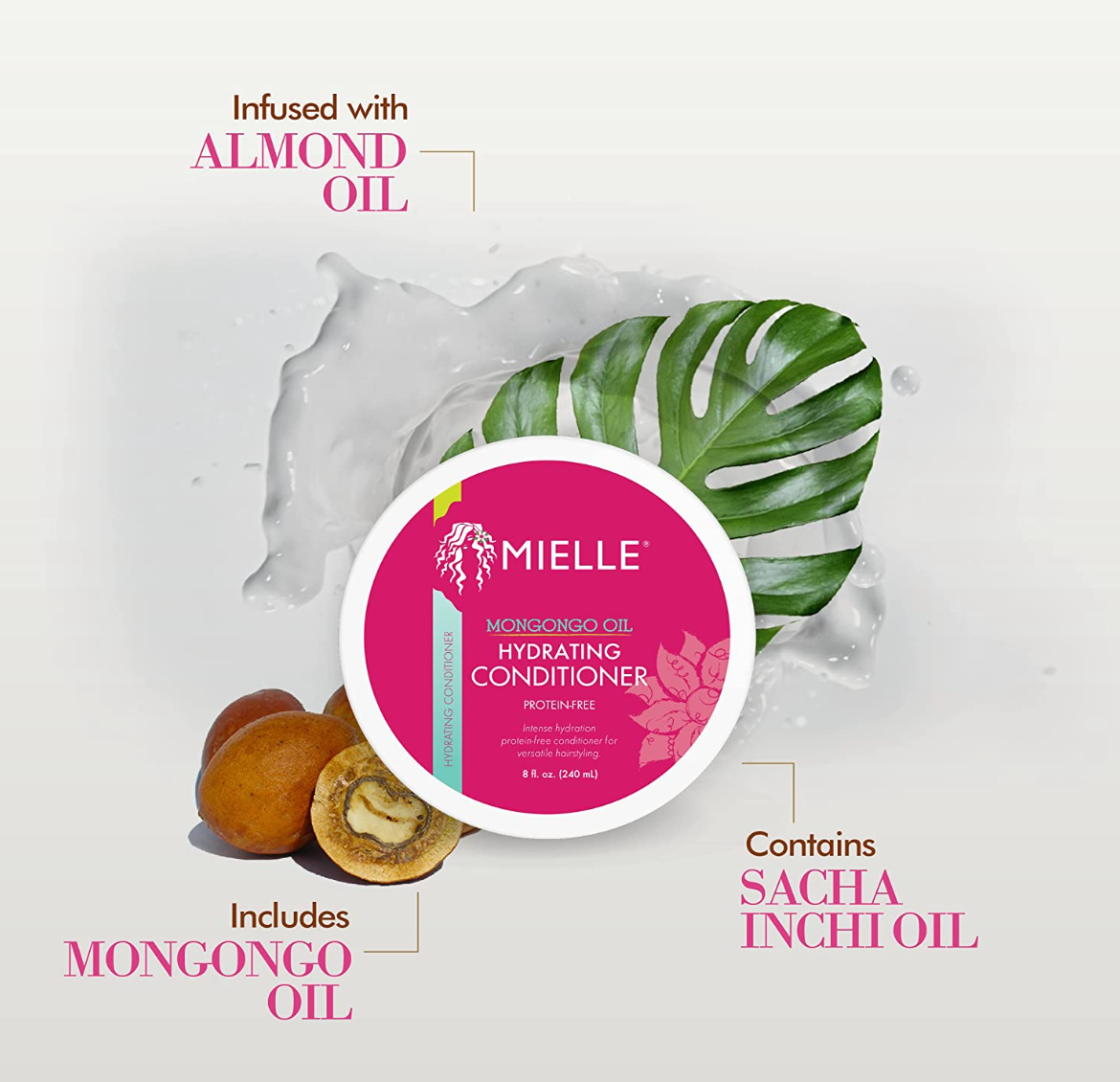 Mielle Organics Mongongo Oil Protein-Free Hydrating Conditioner, 8 Ounces