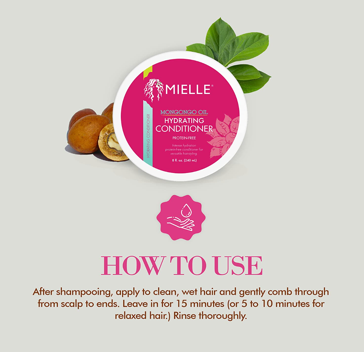 Mielle Organics Mongongo Oil Protein-Free Hydrating Conditioner, 8 Ounces