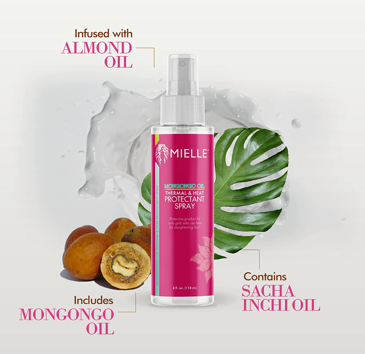 Mielle Organics Mongongo Oil Thermal & Heat Protectant Spray, 4 Ounces