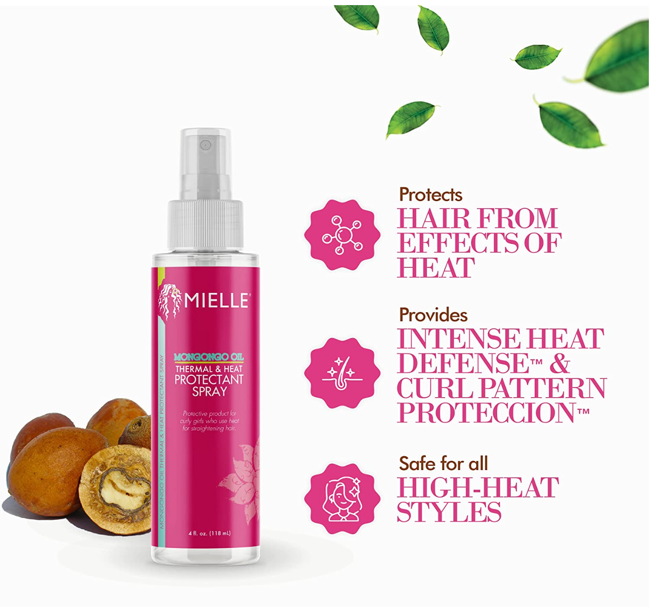 Mielle Organics Mongongo Oil Thermal & Heat Protectant Spray, 4 Ounces