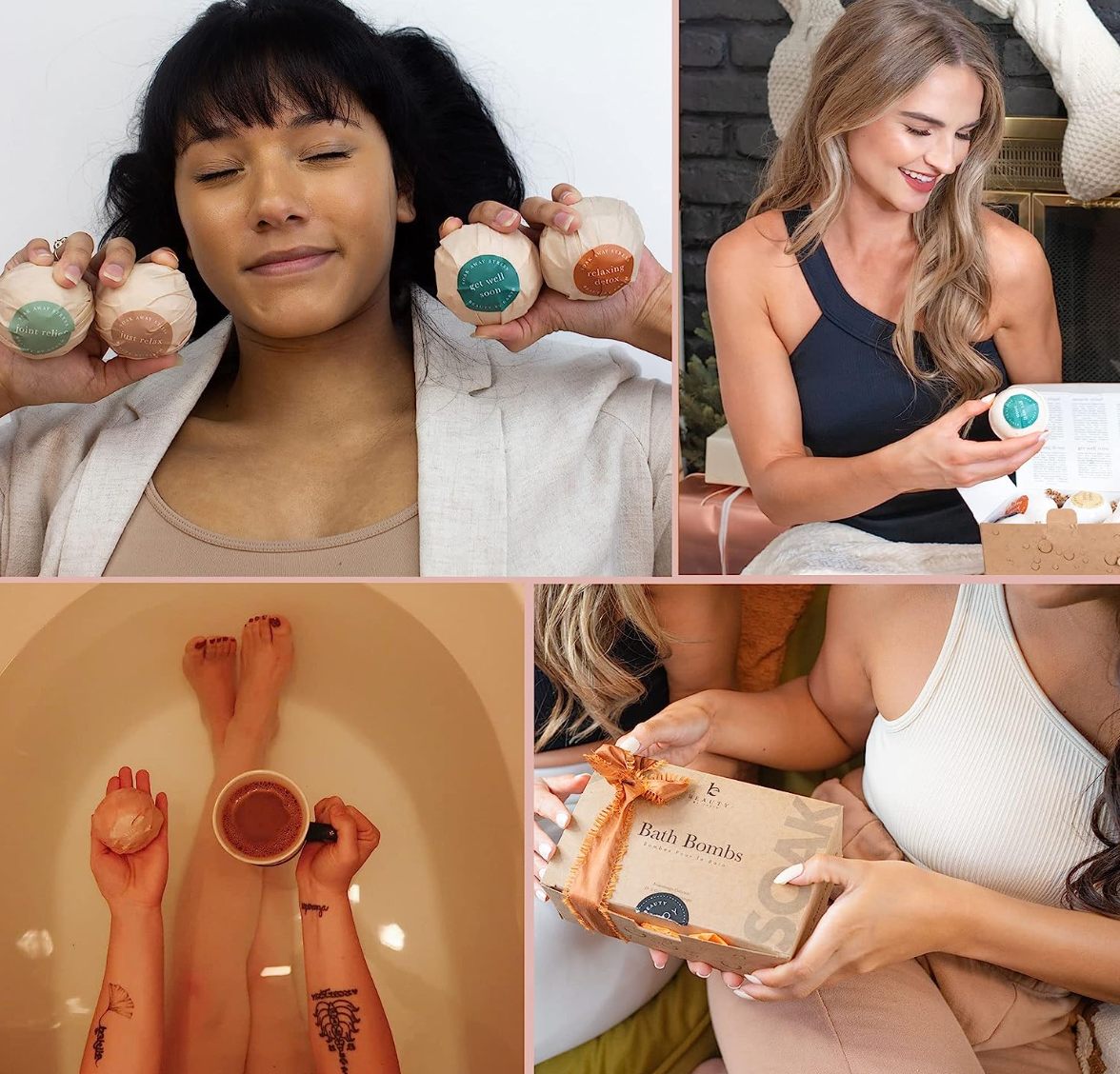 Bath Bombs for Women Relaxing, USA Made - Bubble Bath Bomb Set Organic Bath Bombs for Kids - Vegan & All Natural Bath Bombs for Girls Gift Individually Wrapped Handmade Bathbombs