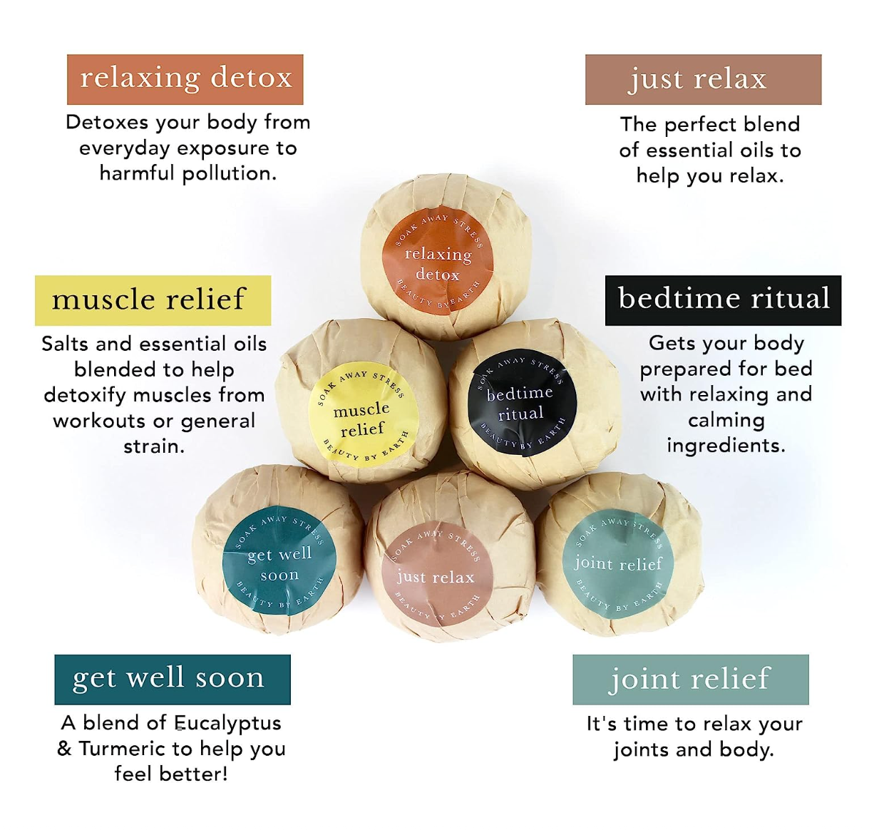 Bath Bombs for Women Relaxing, USA Made - Bubble Bath Bomb Set Organic Bath Bombs for Kids - Vegan & All Natural Bath Bombs for Girls Gift Individually Wrapped Handmade Bathbombs