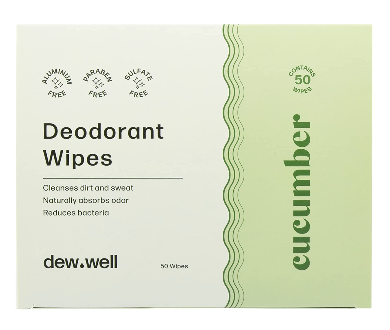 Dew Well - Refresh Deodorant Wipes - A Fresh Start When You’re On the Go - Aluminum, Paraben, and Sulfate Free - Cucumber Scent - 50 Individually Wrapped Wipes