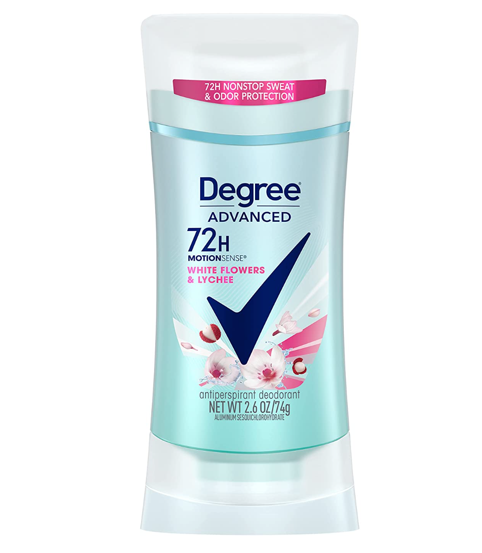 Degree Advanced Antiperspirant Deodorant 72-Hour Sweat & Odor Protection White Flowers & Lychee Antiperspirant for Women with MotionSense Technology 2.6 oz