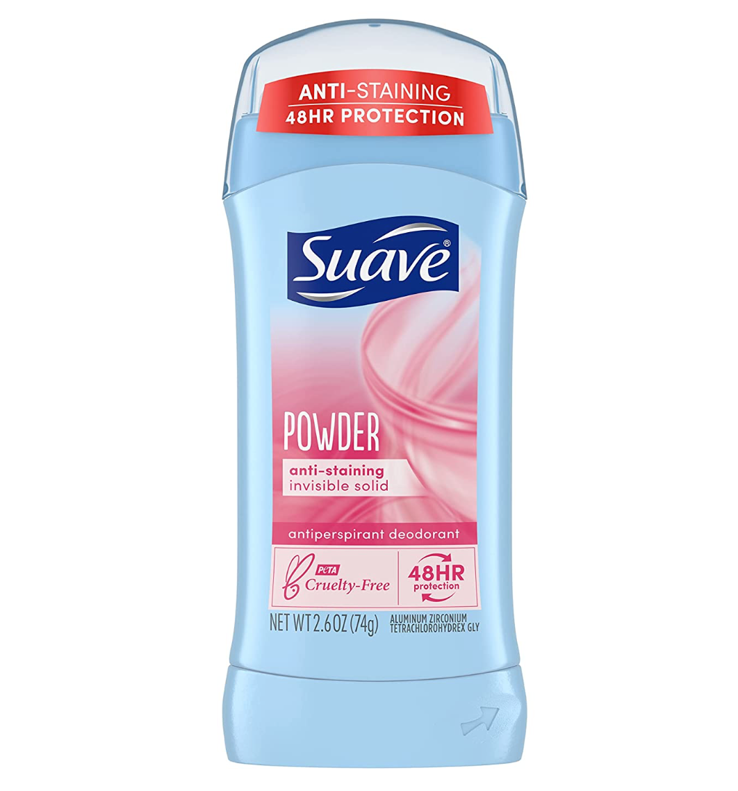 Suave Deodorant Deodorante Stick Antitraspirante e Deodorante in Polvere per Donna, Protezione da Odore e Umidità 48 Ore, 2,6 Oz