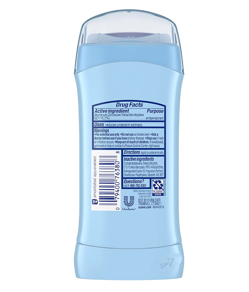 Suave Deodorant Deodorante Stick Antitraspirante e Deodorante in Polvere per Donna, Protezione da Odore e Umidità 48 Ore, 2,6 Oz