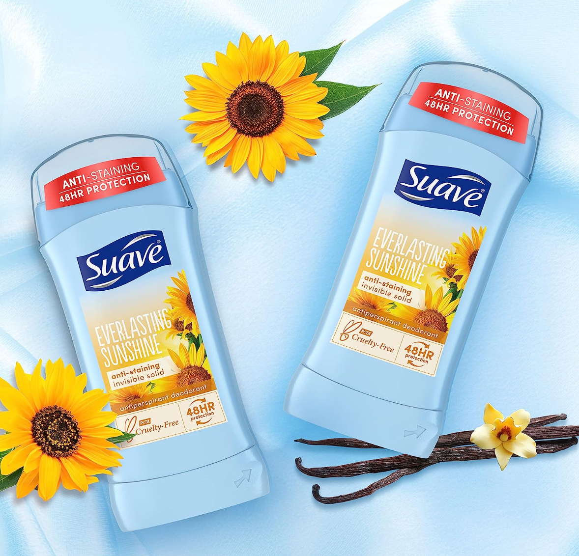 Deodorante Suave, antitraspirante e stick, protezione da odori e umidità per 48 ore, deodorante Everlasting Sunshine per donna, 2,6 oz