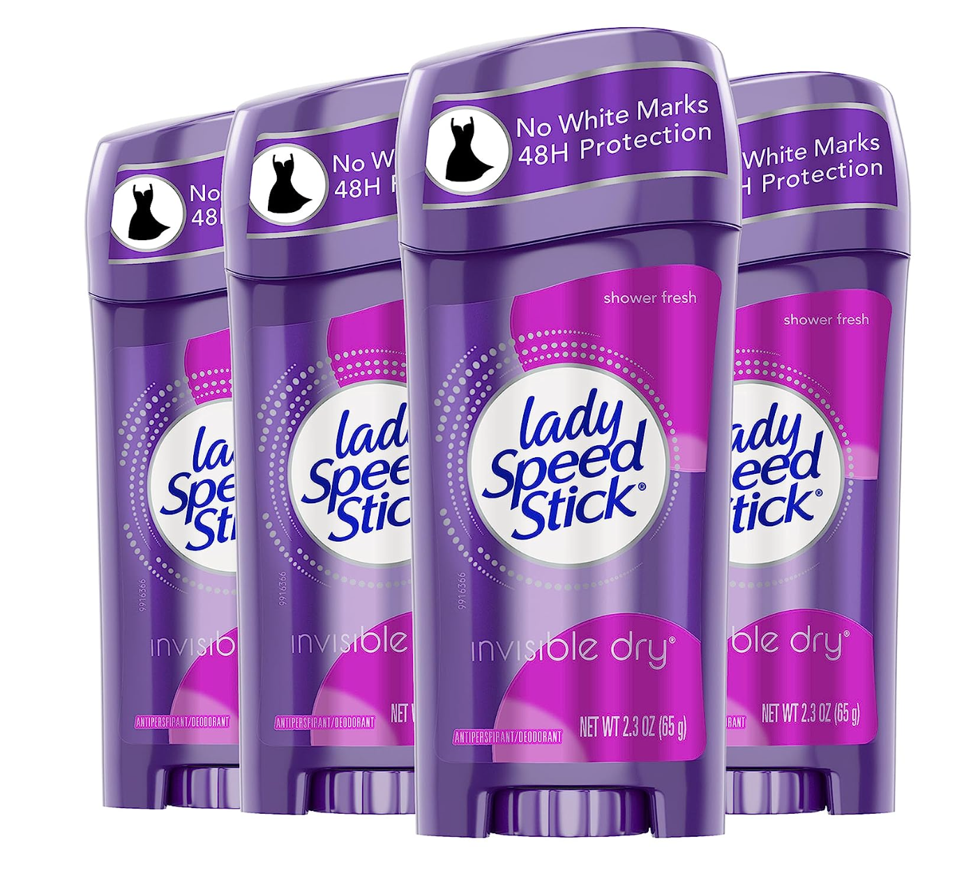 Lady Speed Stick Invisible Dry Antiperspirant Deodorant, Shower Fresh, 2.3oz, 4 Pack
