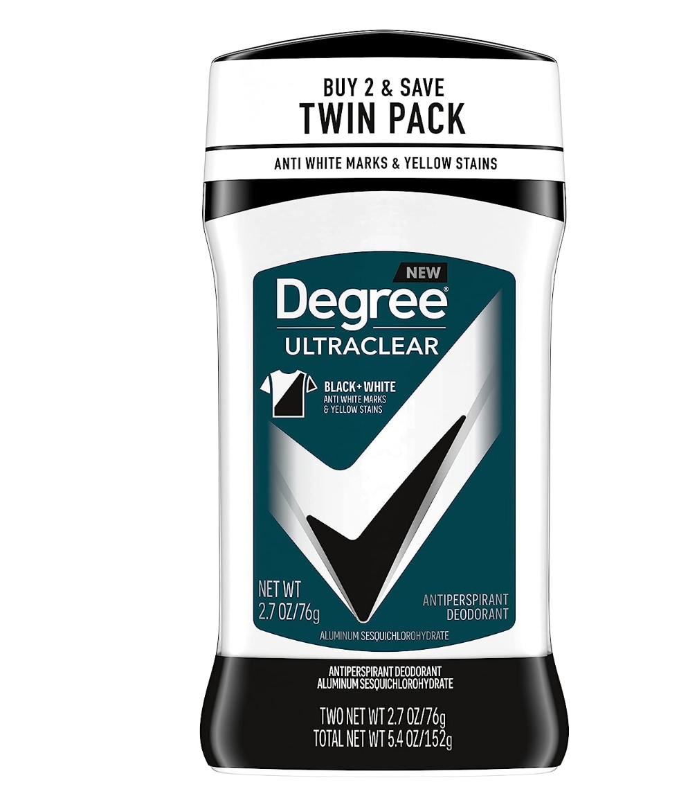 Degree Men UltraClear Antiperspirant Deodorant Black+White 2 Count 72-Hour Sweat & Odor Protection Antiperspirant For Men With MotionSense Technology 2.7 oz