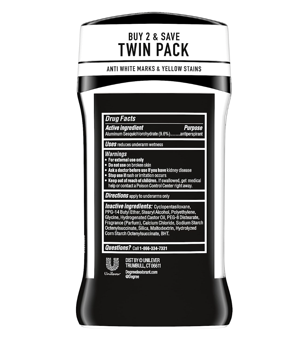 Degree Men UltraClear Antiperspirant Deodorant Black+White 2 Count 72-Hour Sweat & Odor Protection Antiperspirant For Men With MotionSense Technology 2.7 oz