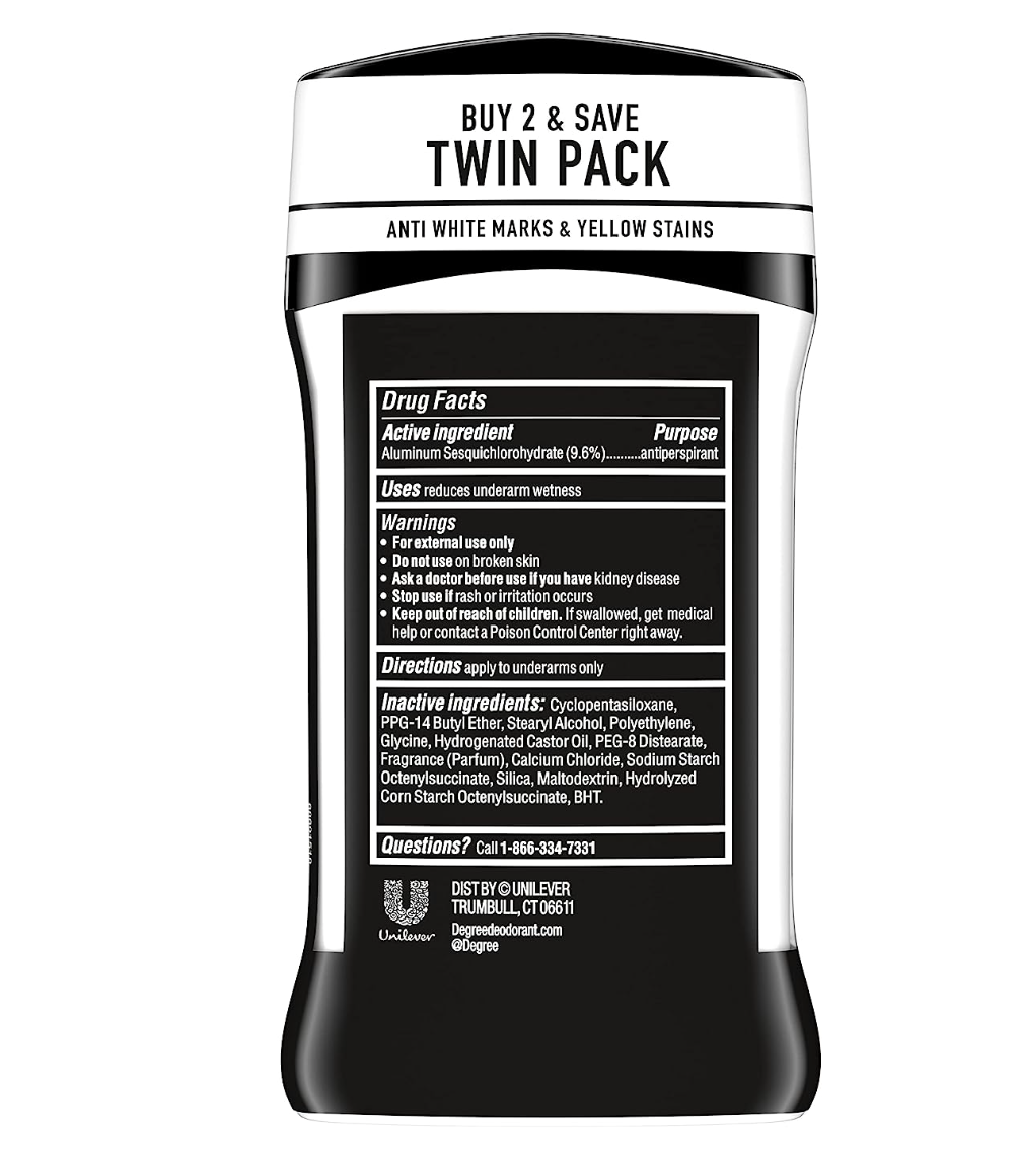 Degree Men UltraClear Antiperspirant Deodorant Black+White 2 Count 72-Hour Sweat & Odor Protection Antiperspirant For Men With MotionSense Technology 2.7 oz