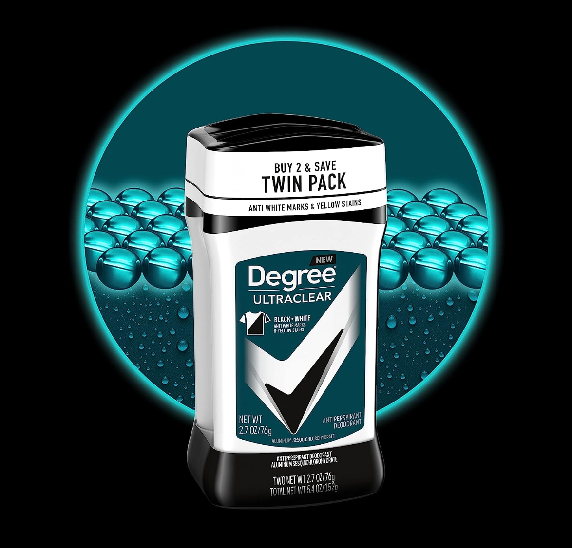 Degree Men UltraClear Antiperspirant Deodorant Black+White 2 Count 72-Hour Sweat & Odor Protection Antiperspirant For Men With MotionSense Technology 2.7 oz