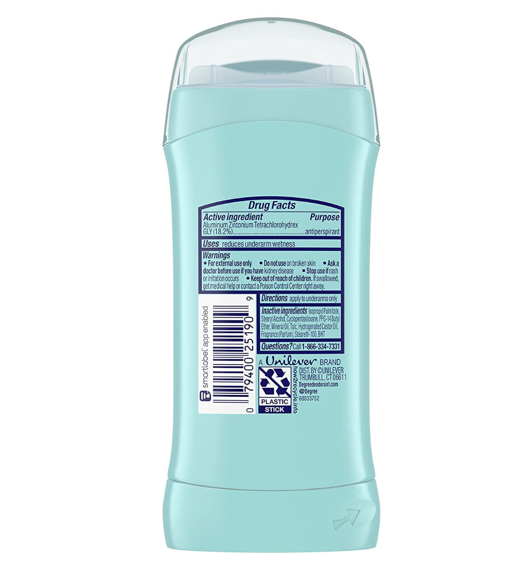 Degree Advanced Antiperspirant Deodorant Shower Clean, 48-Hour Sweat & Odor Protection Antiperspirant for Women with MotionSense Technology 2.6 oz(Pack of 6)