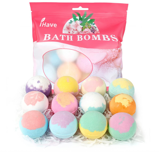iHave Bath Bombs for Women, 12 Small Bath Bomb Bubble Bath Set Spa Gifts for Women, Natural Handmade Bath Bombs Rich in Essential Oils, Romantic Gifts for Her Multicolor