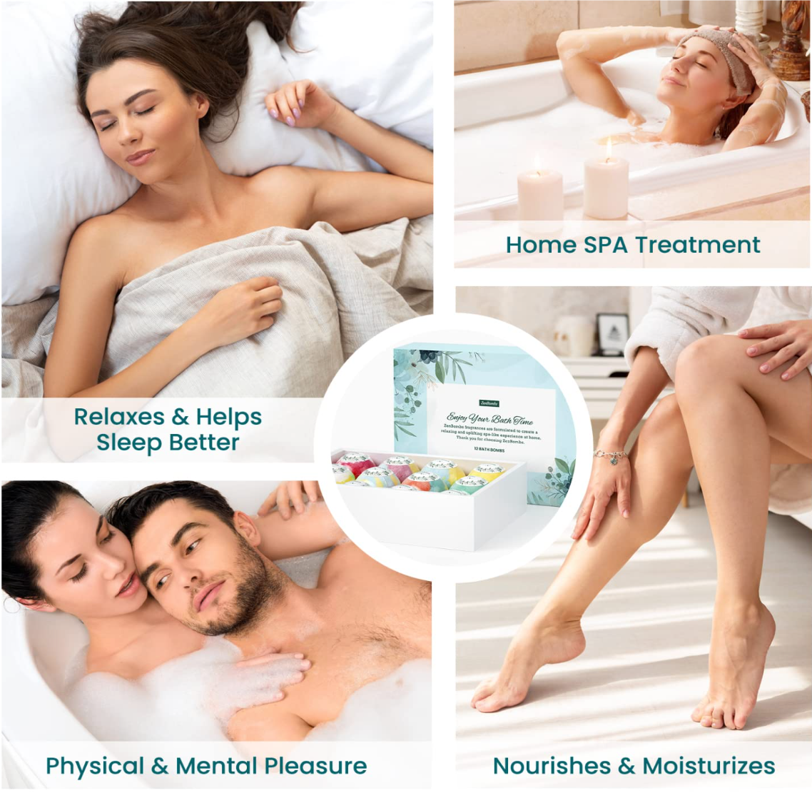 ZenBombs Bath Bombs for Women, 12pcs Handmade Natural Bath Bomb Gift Set, Fizzies Relaxing Spa Bath with Shea Butter & Essential Oils, Amazing Gift for Her, Wife, Girlfriend, Mother