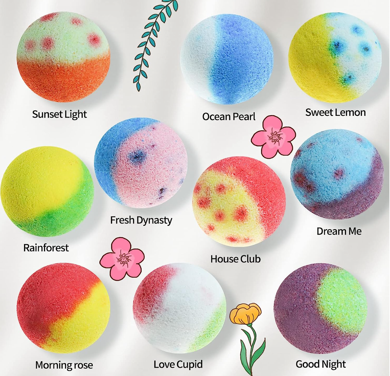 Nagaliving Bath Bombs Gift Set, 10 Organic Bubble Bath Bombs, Bath Gift for Valentine’s Day, Christmas
