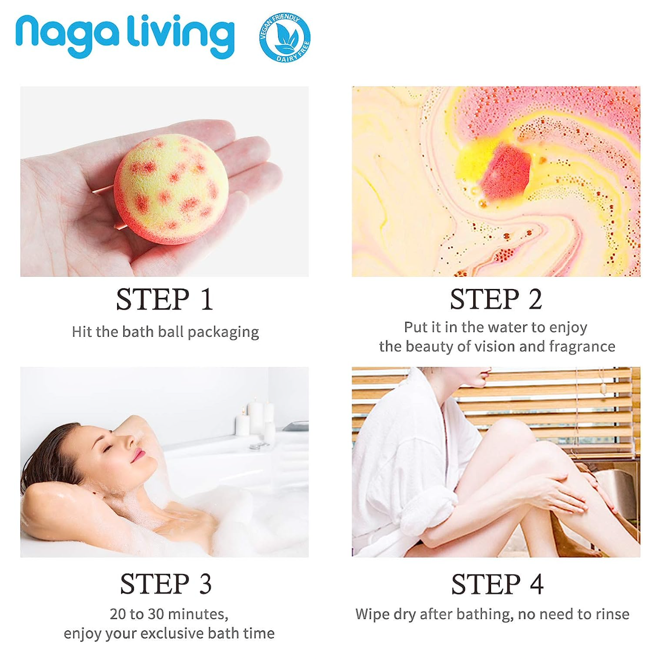 Nagaliving Bath Bombs Gift Set, 10 Organic Bubble Bath Bombs, Bath Gift for Valentine’s Day, Christmas