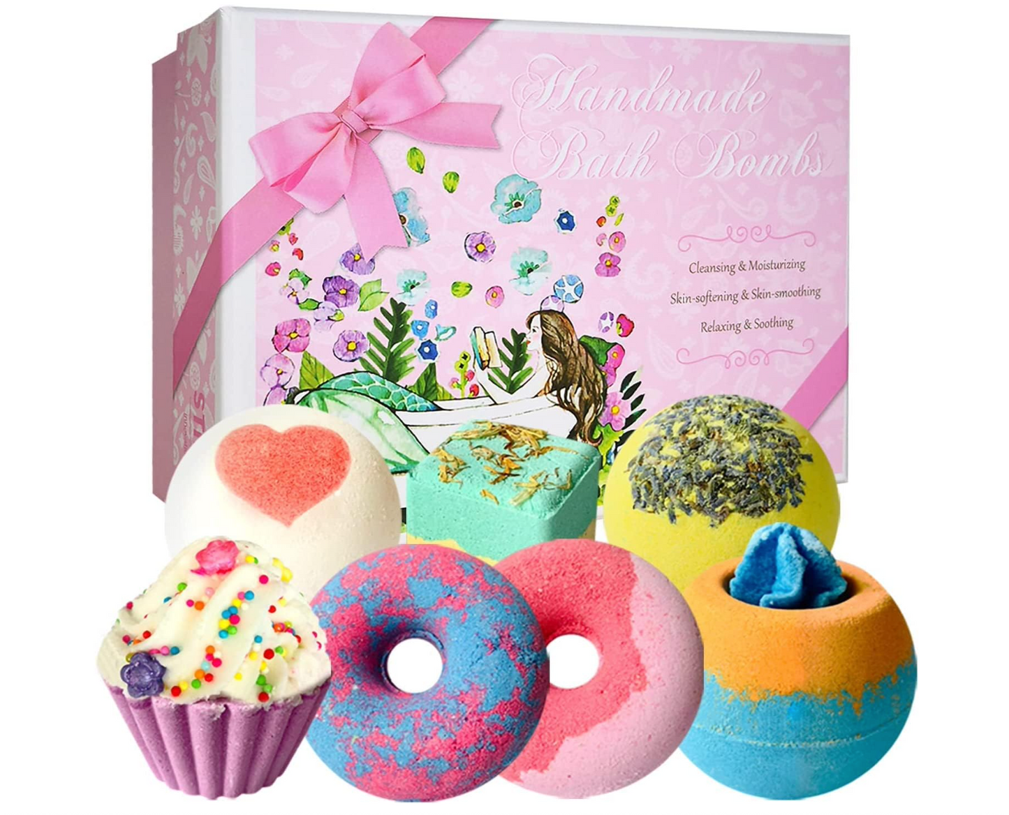 STNTUS INNOVATIONS Bath Bombs, 7 Natural Bath Bomb Gift Set, Handmade Bubble Bathbombs for Women Kids, Gifts for Mom Her Girlfriend, Mothers Day Gifts, Birthday Valentines Christmas Gifts for Women
