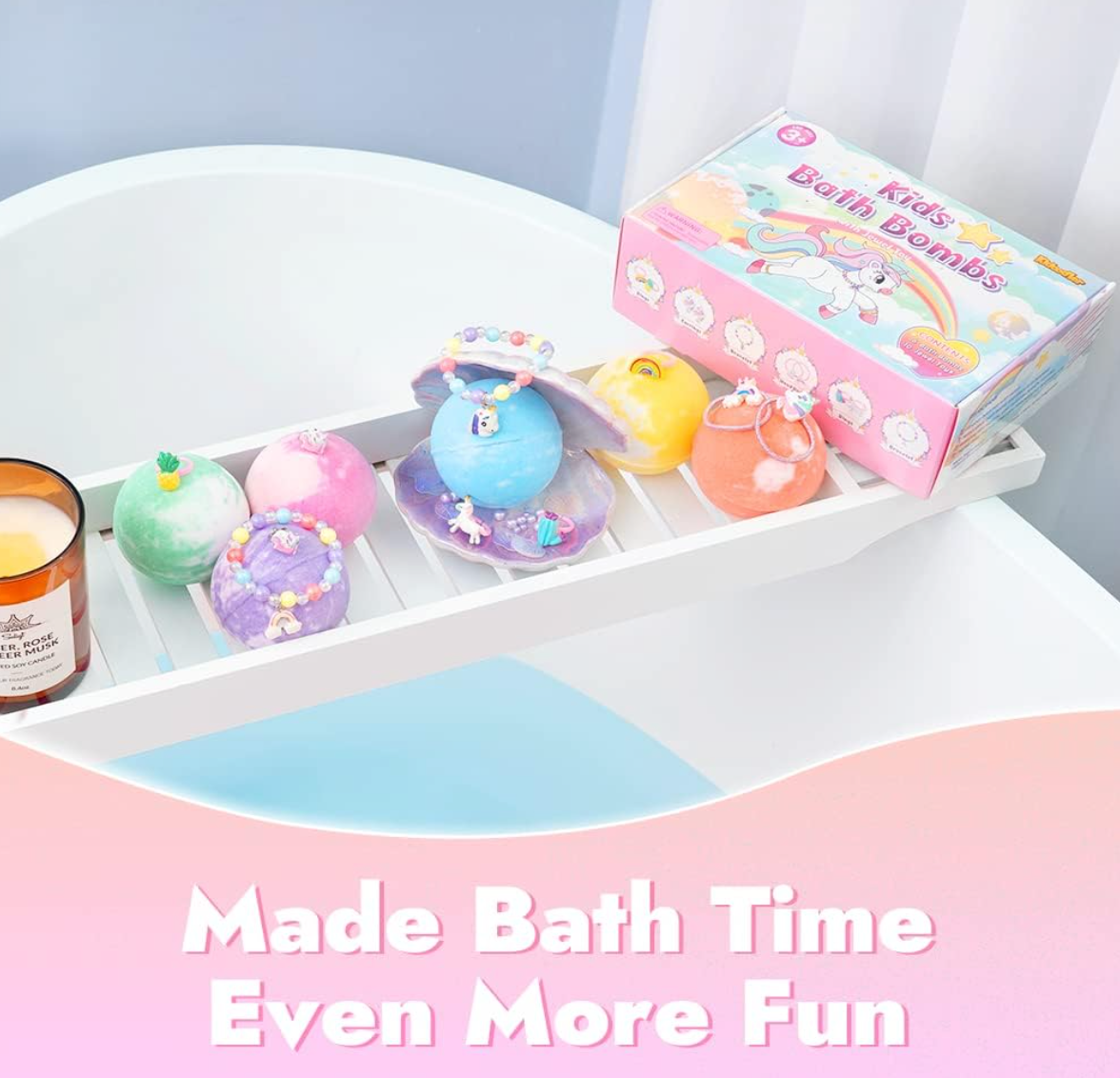 2023 Unicorn Bath Bombs for Kids with Surprise Inside, XXL 5.0 OZ, 6 Pack Handmade Organic Bath Bombs with Jewelry Inside, Girls Gift for Valentine, Birthday, Christmas