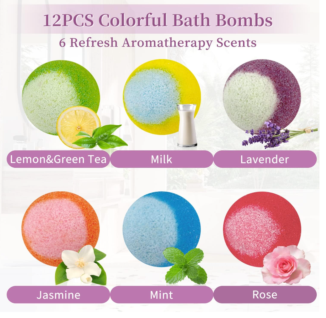 Bath Bombs, 12PCS Bath Bombs for Women Gifts, 100% Essential Oil Natural Organic Fizzy Bath Spa Relaxation Gift for Kids, Ideal Luxury Home Spa Presents for Birthday, Mother's Day, Christmas, Teachers