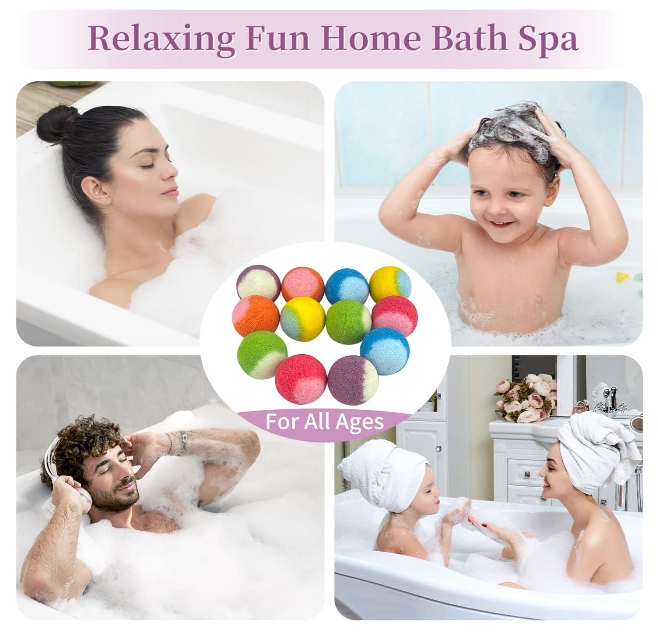 Bath Bombs, 12PCS Bath Bombs for Women Gifts, 100% Essential Oil Natural Organic Fizzy Bath Spa Relaxation Gift for Kids, Ideal Luxury Home Spa Presents for Birthday, Mother's Day, Christmas, Teachers