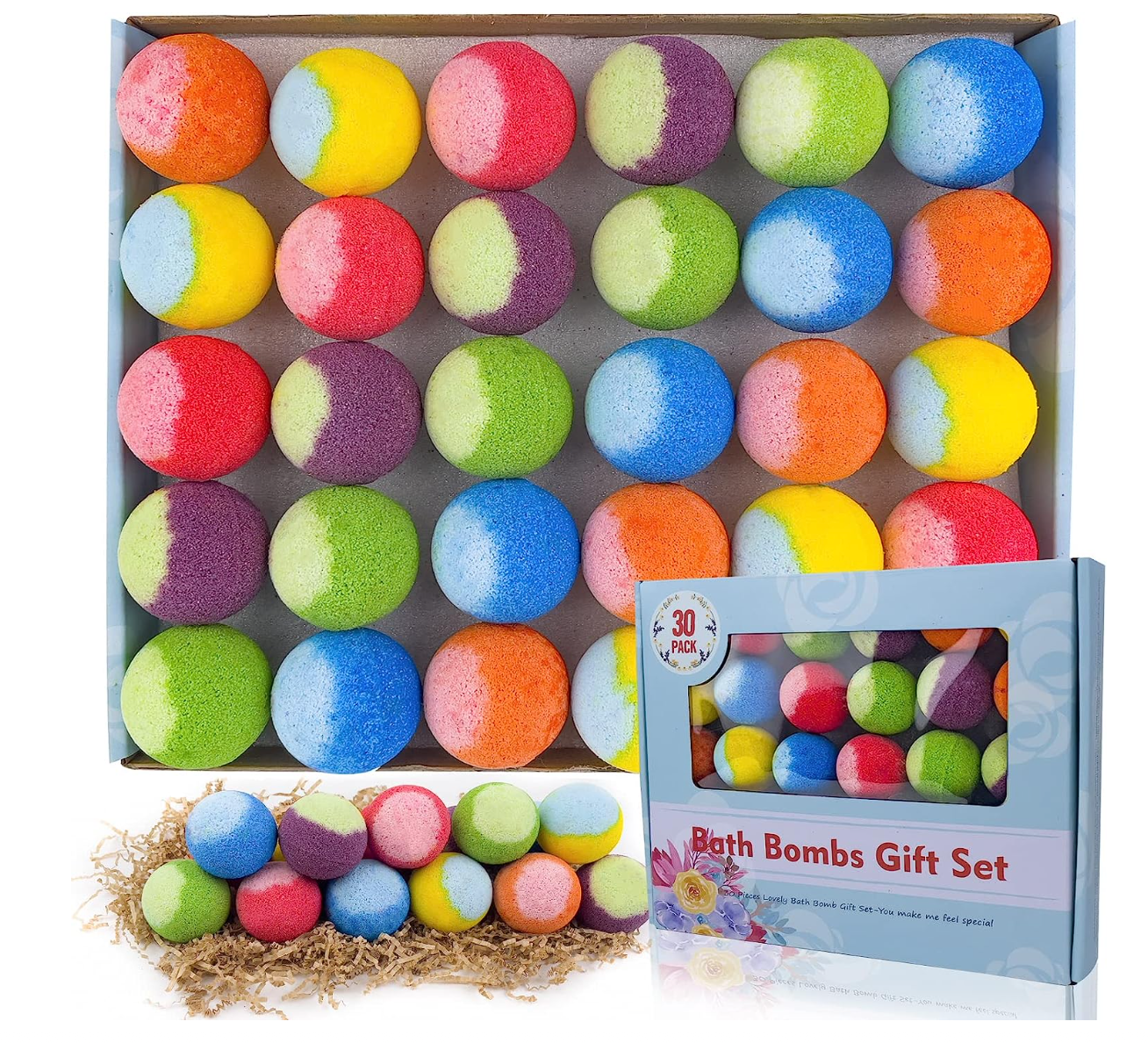 30 Pcs Bath Bomb Gift Set, Natural Organic Mini Bath Bombs, Handmade with Rich Fizz - Best Birthday Gift for Kids/Women/Men, Mother's Day