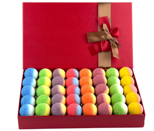 Bath Bomb Gift Set, Family Pack Mini Bath Bombs with Reusable Bowknot, 40 Pcs Organic Bath Bombs, Natural Bath Bombs for Kids, Women & Men, Best Gift for Any Anniversaries