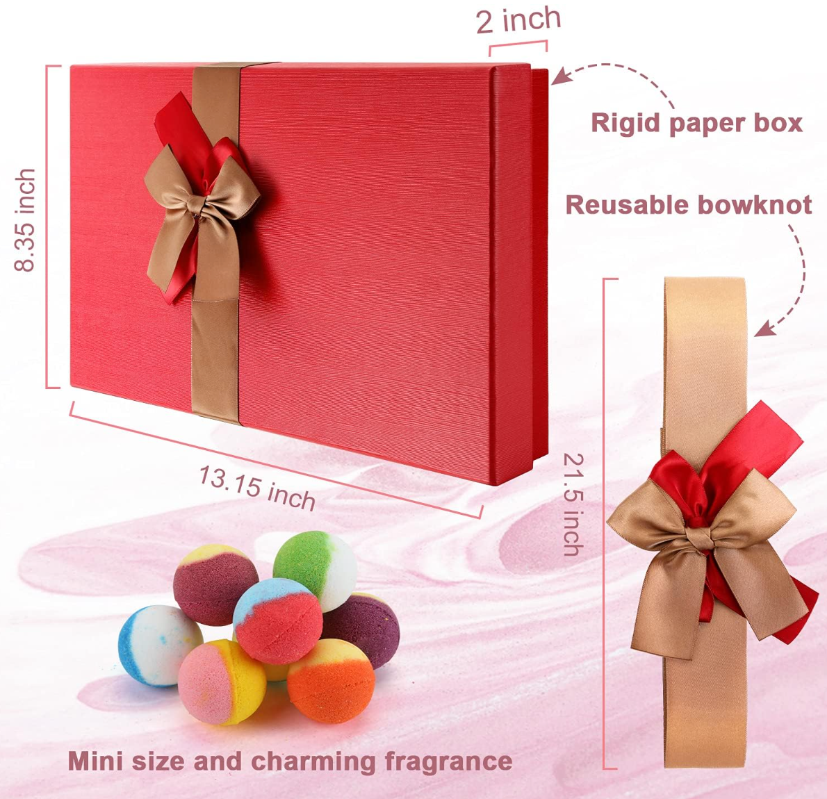 Bath Bomb Gift Set, Family Pack Mini Bath Bombs with Reusable Bowknot, 40 Pcs Organic Bath Bombs, Natural Bath Bombs for Kids, Women & Men, Best Gift for Any Anniversaries