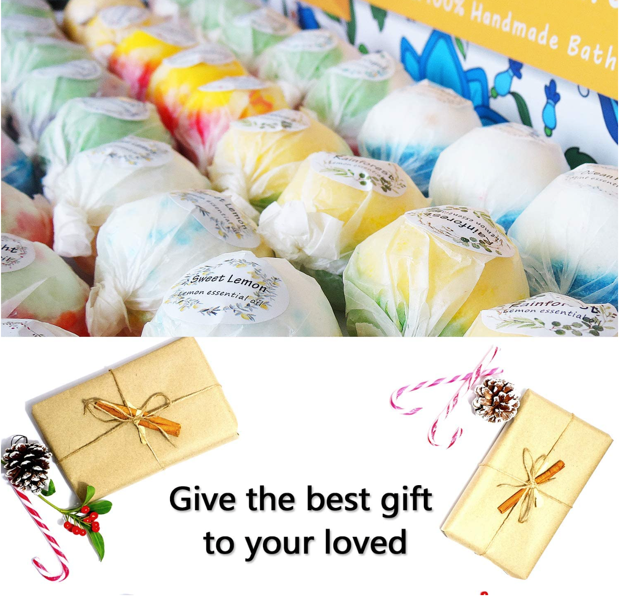 Nagaliving Bath Bombs Gift Set, 50 Handmade Bulk Bath Bombs for Kids, Women, Men, Wonderful Fizz Effect Bath Gift for Valentine's Day, Christmas & Any Anniversaries