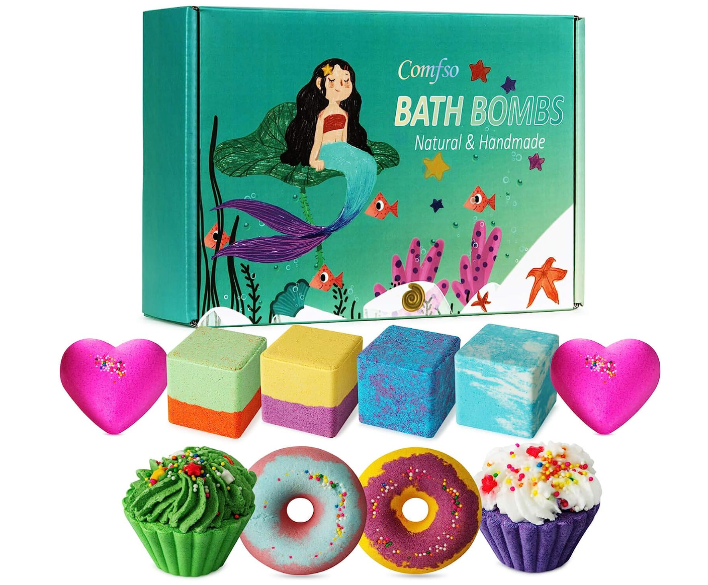 10 Bath Bombs for Kids, Bath Bomb Gift Set, Natural Bubble Bathbombs, Shea Butter Dry Skin Moisturize, Fizzy Spa Bath for Her Mom Women Kids Girls Girlfriend, Birthday Christmas Valentines Mothers Day