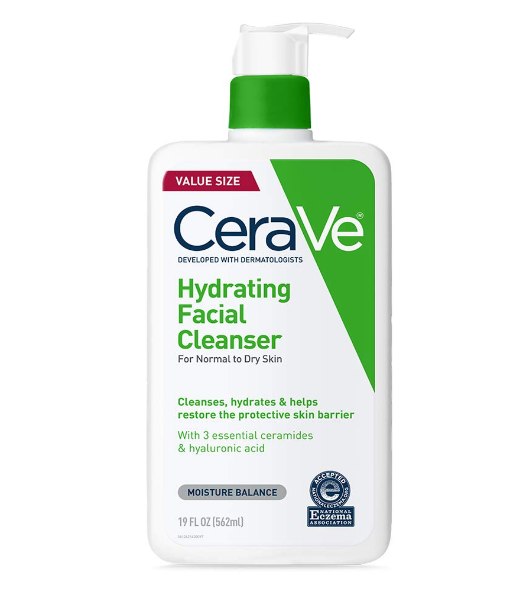 CeraVe Detergente Viso Idratante | Detergente viso idratante non schiumogeno con acido ialuronico, ceramidi e glicerina | Senza profumo Senza parabeni | 19 once fluide