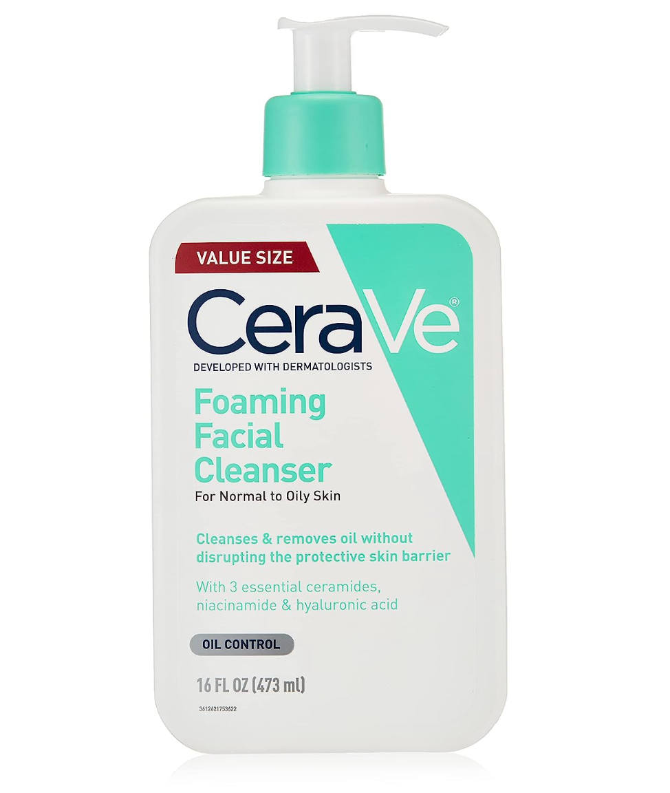CeraVe Foaming Facial Cleanser | Daily Face Wash for Oily Skin with Hyaluronic Acid, Ceramides, and Niacinamide| Fragrance Free Paraben Free | 16 Fluid Ounce