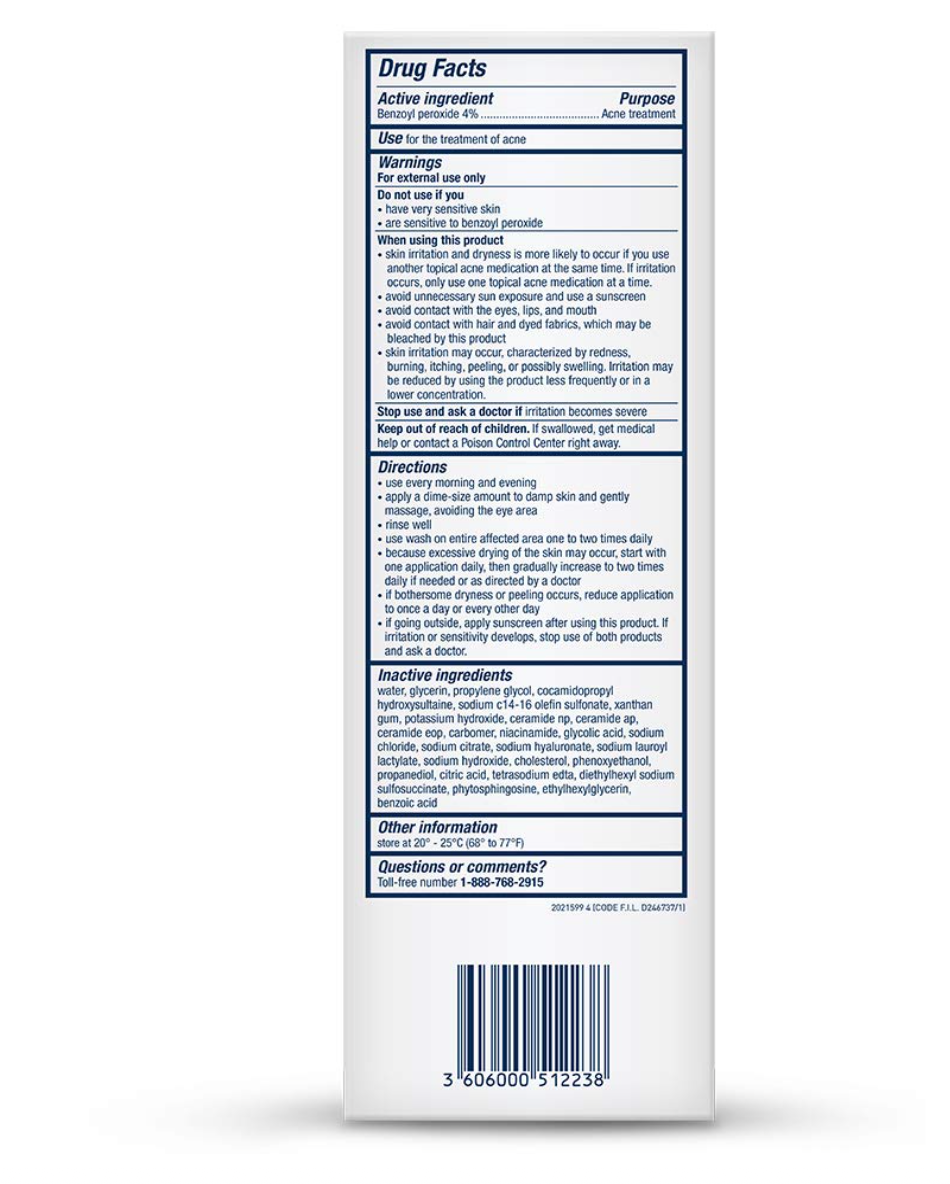 CeraVe Acne Foaming Cream Cleanser | Acne Treatment Face Wash with 4% Benzoyl Peroxide, Hyaluronic Acid, and Niacinamide | Cream to Foam Formula | Fragrance Free & Non Comedogenic | 5 Oz