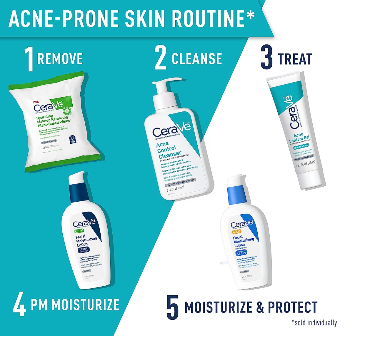 CeraVe Salicylic Acid Acne Treatment with Glycolic Acid and Lactic Acid | AHA/BHA Acne Gel for Face to Control and Clear Breakouts | Fragrance Free, Paraben Free, Oil Free & Non-Comedogenic|1.35 Ounce