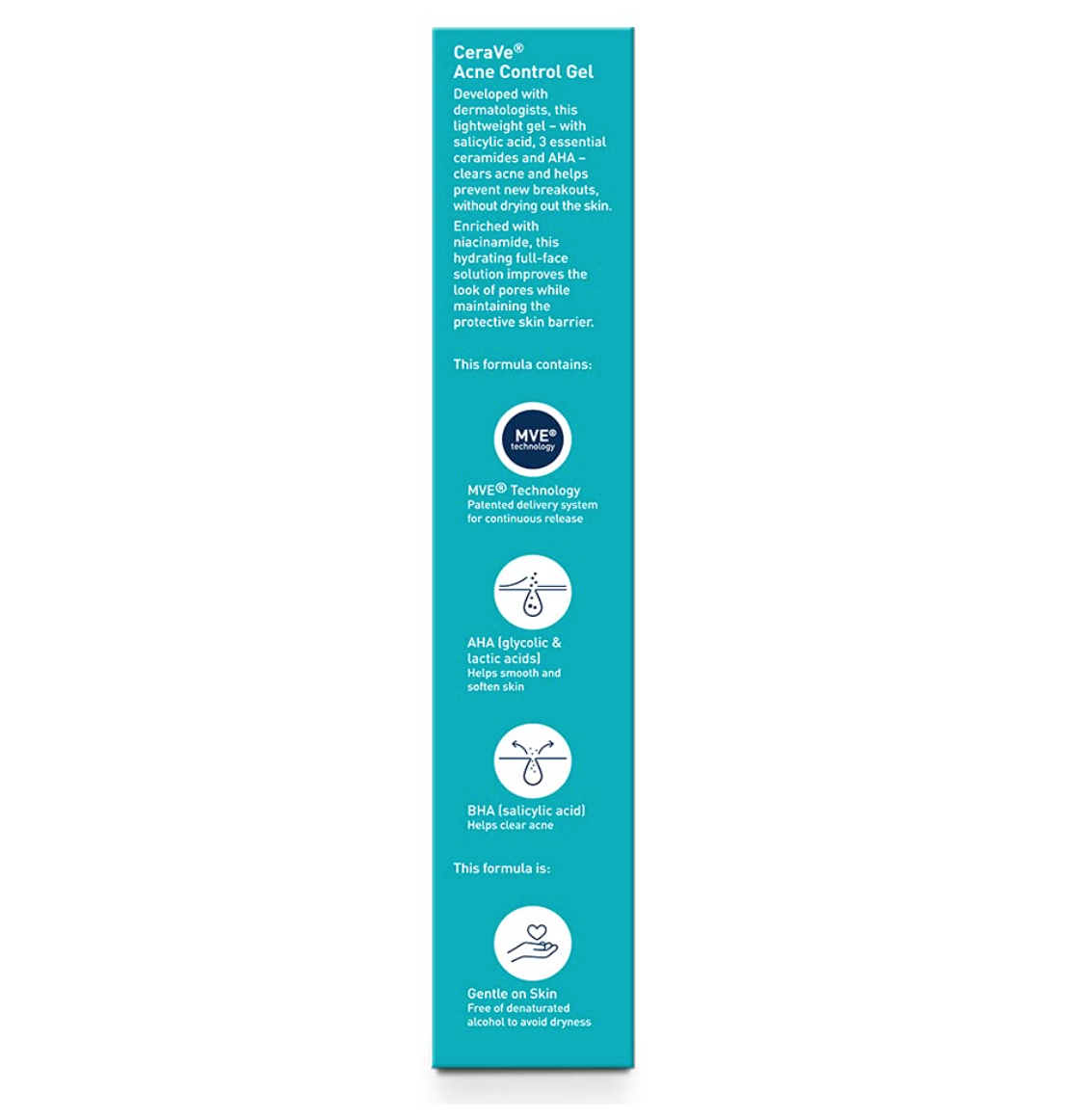 CeraVe Salicylic Acid Acne Treatment with Glycolic Acid and Lactic Acid | AHA/BHA Acne Gel for Face to Control and Clear Breakouts | Fragrance Free, Paraben Free, Oil Free & Non-Comedogenic|1.35 Ounce