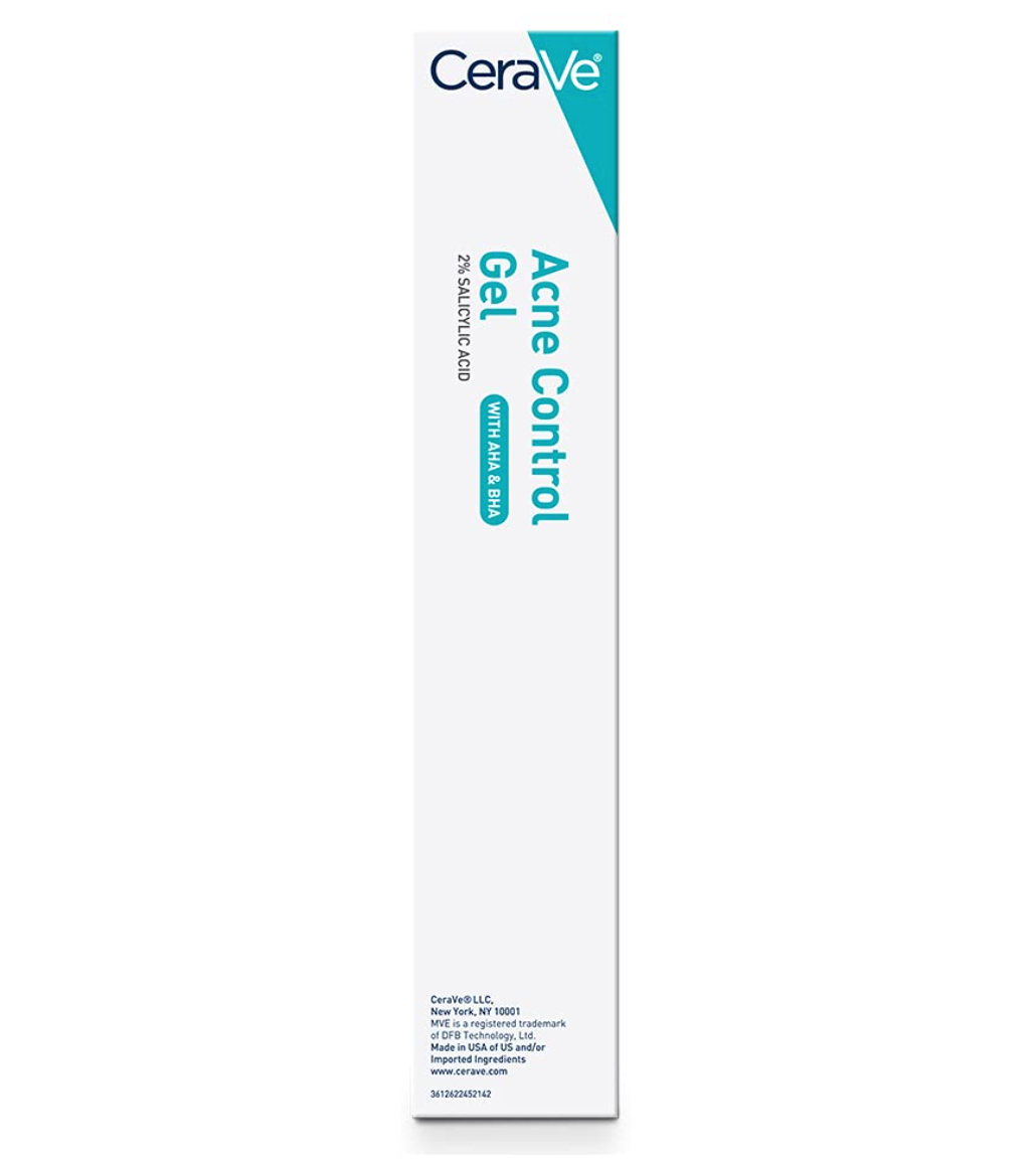 CeraVe Salicylic Acid Acne Treatment with Glycolic Acid and Lactic Acid | AHA/BHA Acne Gel for Face to Control and Clear Breakouts | Fragrance Free, Paraben Free, Oil Free & Non-Comedogenic|1.35 Ounce