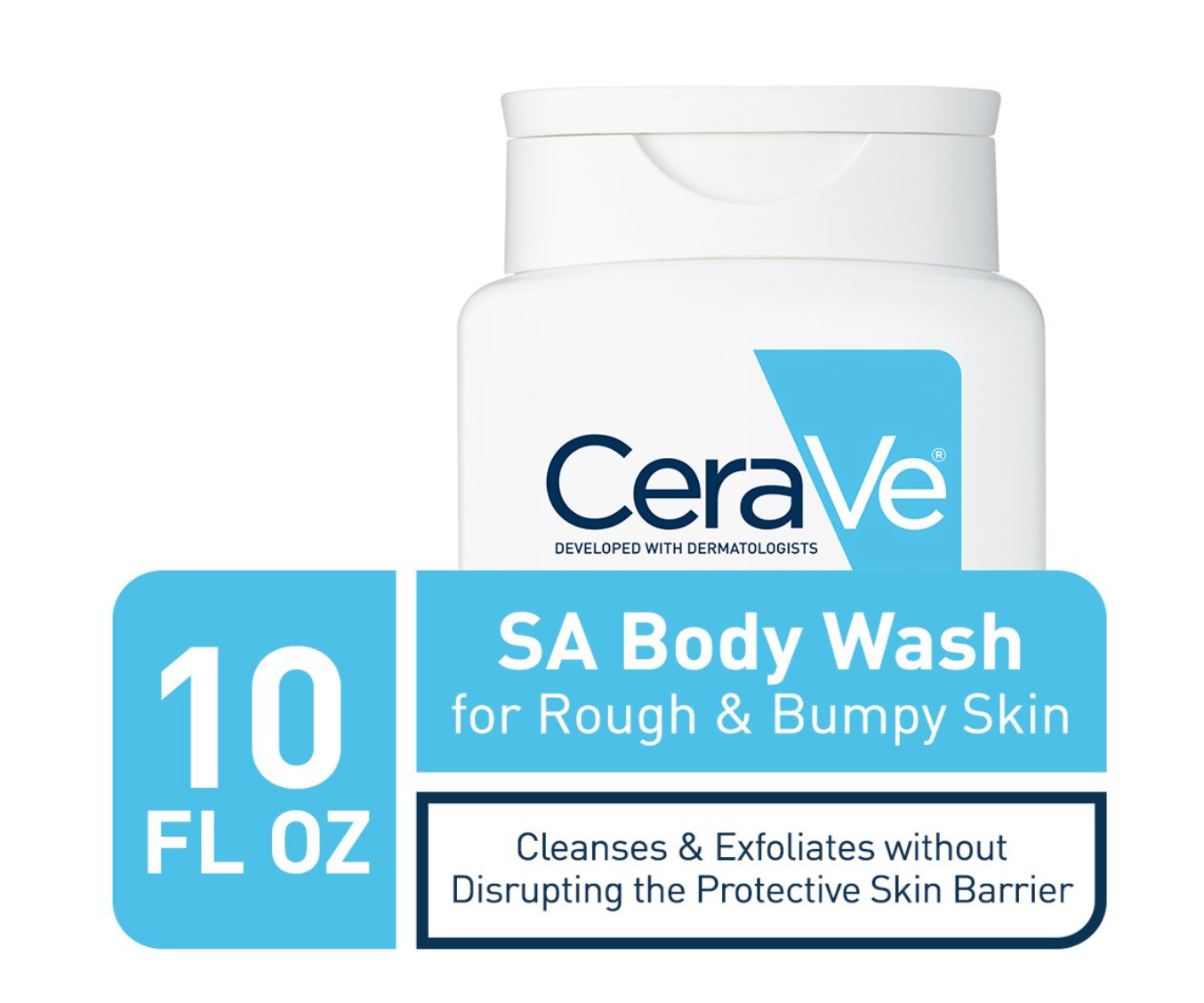 CeraVe Body Wash with Salicylic Acid | Fragrance Free Body Wash to Exfoliate Rough and Bumpy Skin | Allergy Tested | 10 Ounce