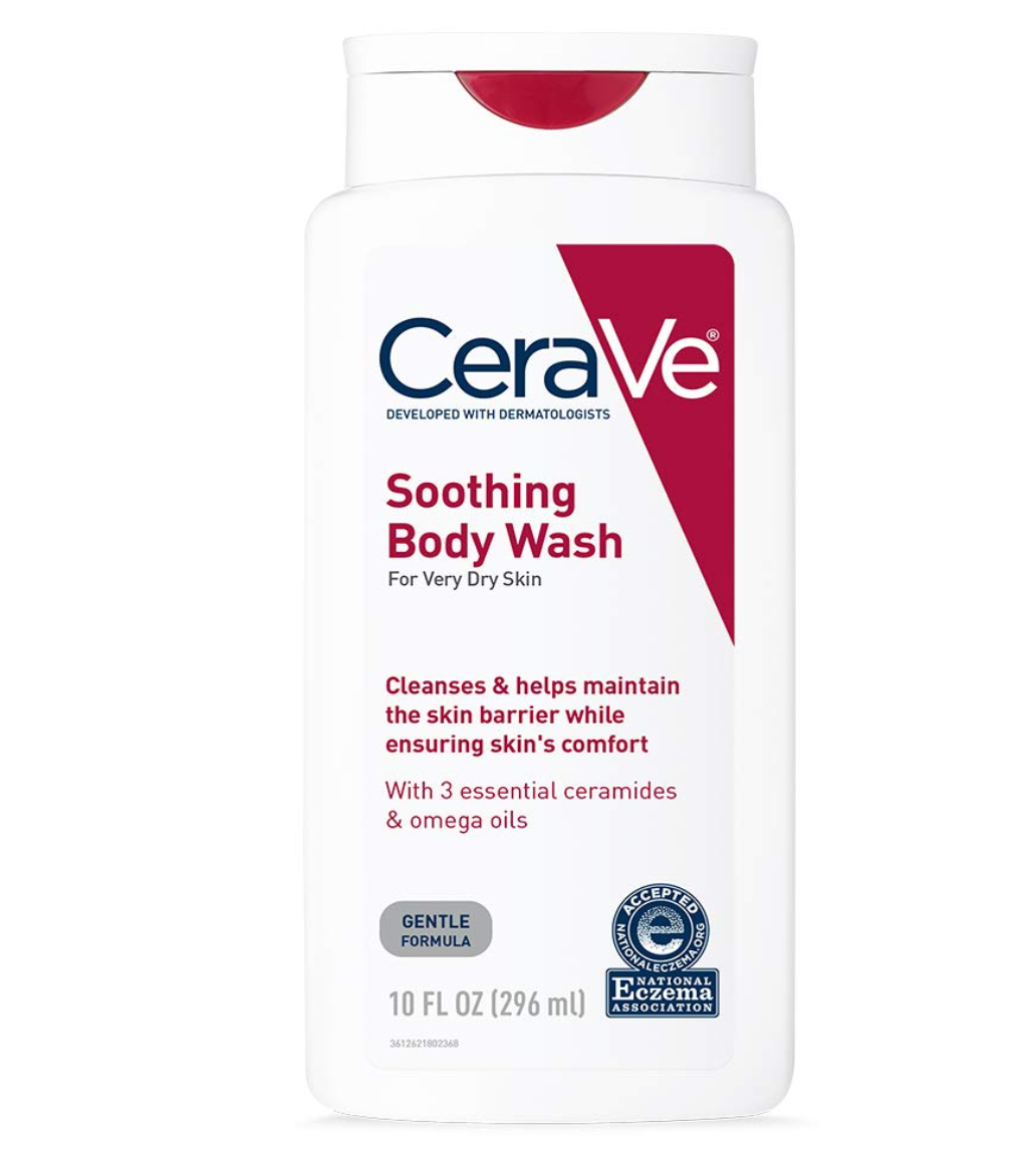 CeraVe Soothing Body Wash for Dry Skin | Shower Oil for Sensitive, Dry, Itchy, and Eczema-Prone Skin | Fragrance Free & Paraben Free & Sulfate Free | 10 oz