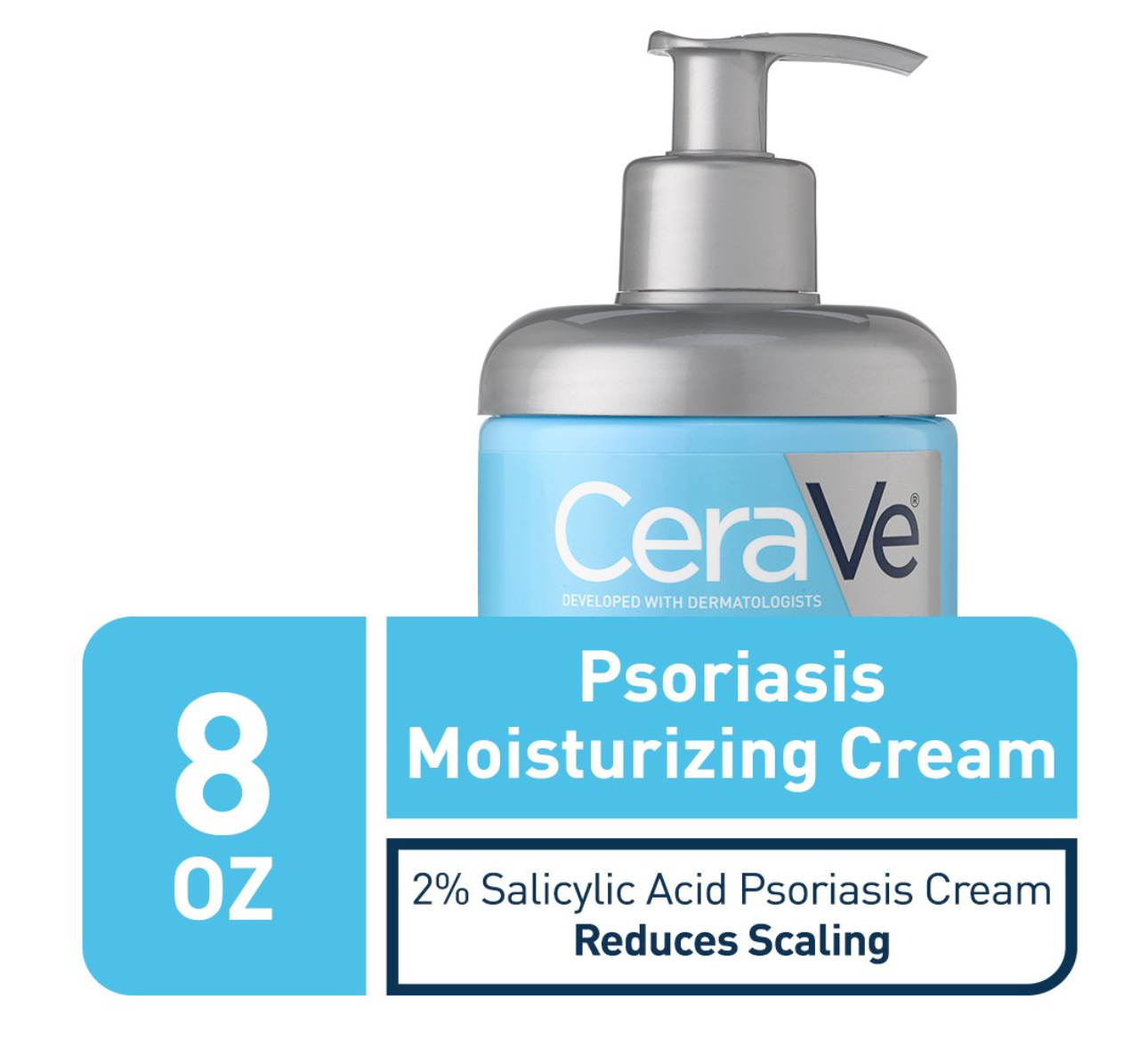 CeraVe Moisturizing Cream for Psoriasis Treatment | With Salicylic Acid for Dry Skin Itch Relief & Urea for Moisturizing | Fragrance Free & Allergy Tested | 8 Oz