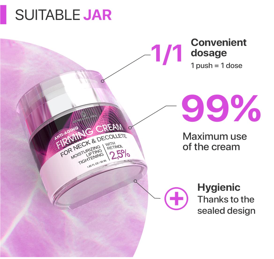 Neck Firming Cream - Anti Aging Facial Moisturizer with Retinol Collagen and Hyaluronic Acid