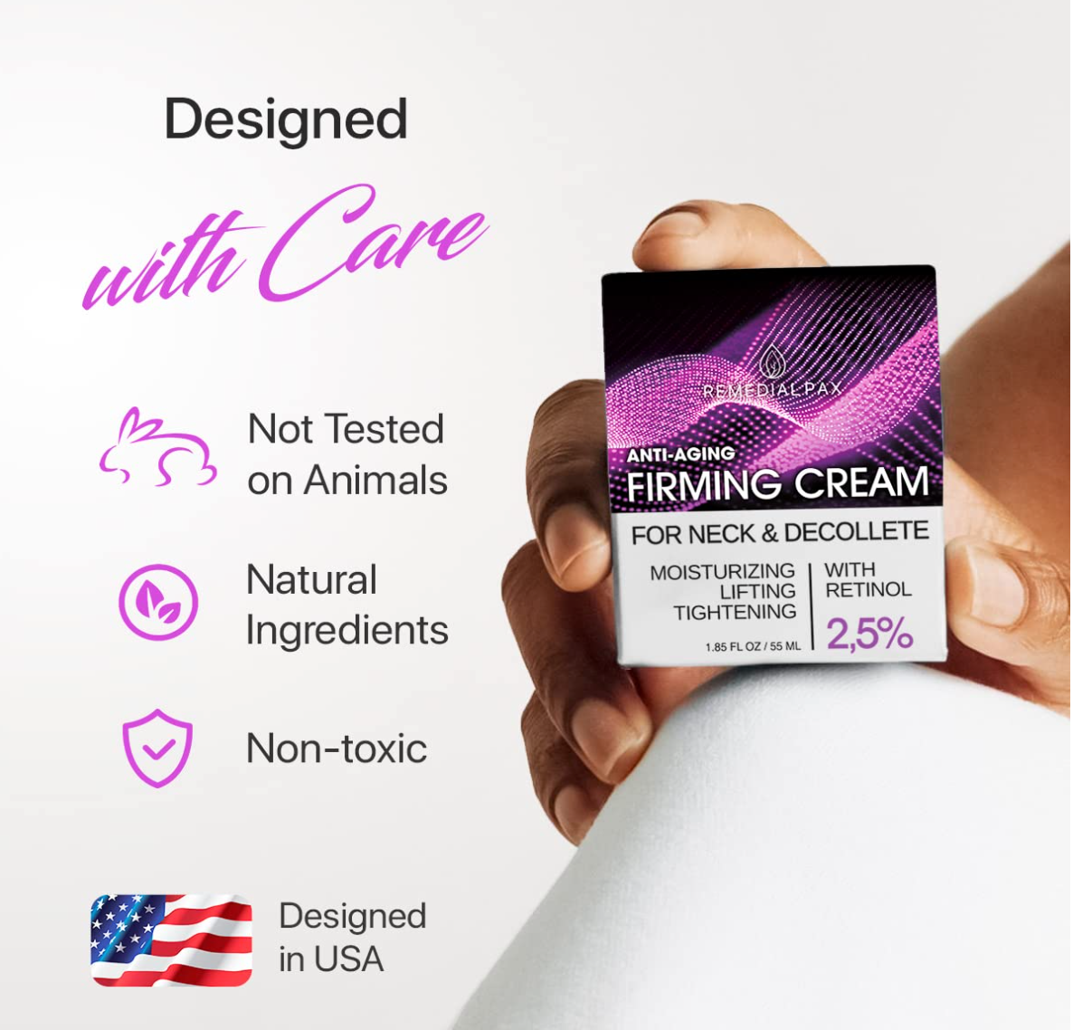 Neck Firming Cream - Anti Aging Facial Moisturizer with Retinol Collagen and Hyaluronic Acid