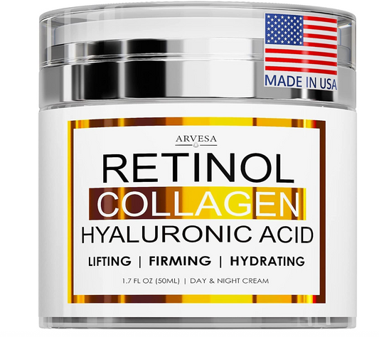 Retinol Cream for Face - Facial Moisturizer with Collagen Cream and Hyaluronic Acid - Anti Aging Face Cream - Day and Night Face Lotion for Women and Men - Hydrating Wrinkle Cream for Face - All Skin Types