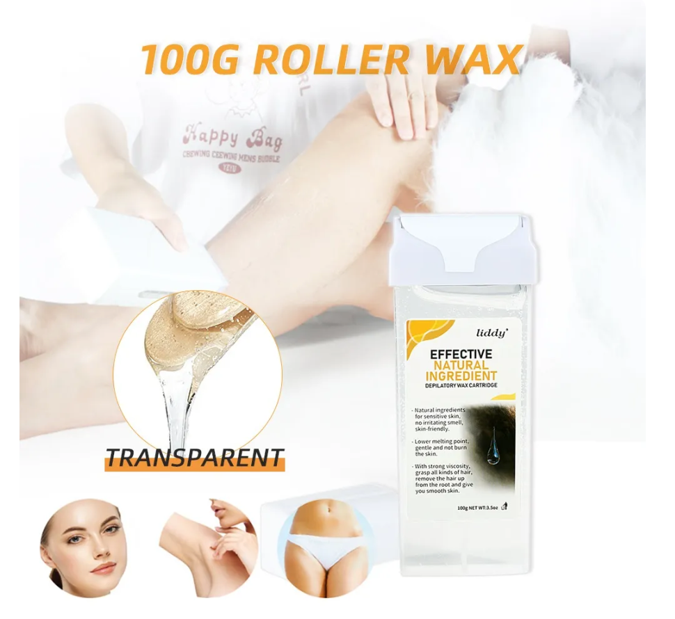 脱毛ワックスカートリッジ,100g,ウォーム/スパチュラ,透明,天然ボディヘアクリーム,加熱ローラー