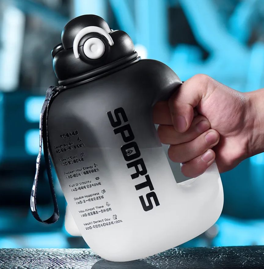 ストロー付きianxiウォーターボトル,プラスチック製フィットネスボトル,ポータブル,学生用,学校用,旅行用