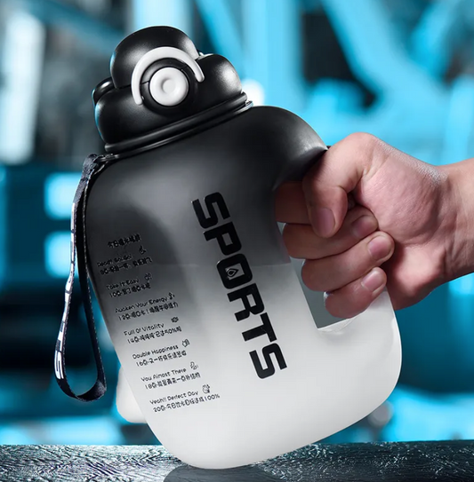 ストロー付きianxiウォーターボトル,プラスチック製フィットネスボトル,ポータブル,学生用,学校用,旅行用