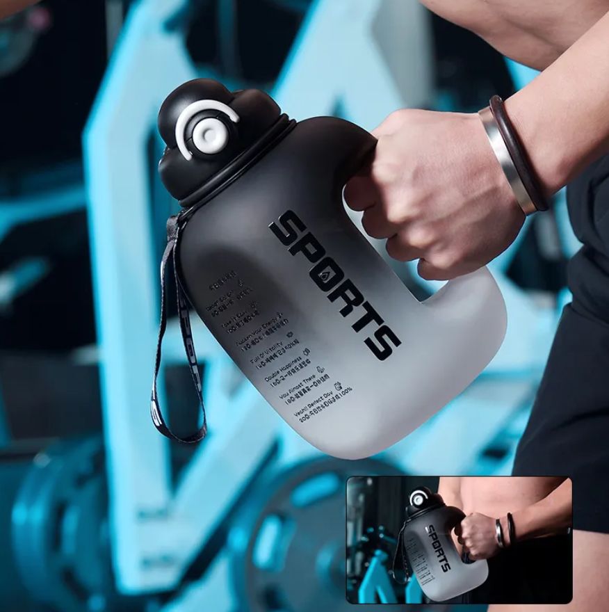 ストロー付きianxiウォーターボトル,プラスチック製フィットネスボトル,ポータブル,学生用,学校用,旅行用