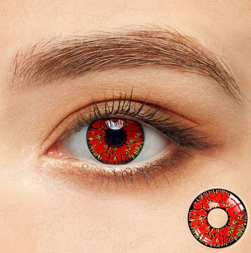 Lenti a contatto YOUPLUS Cosplay, 2 pezzi/paio, per Halloween, colore rosso crepa